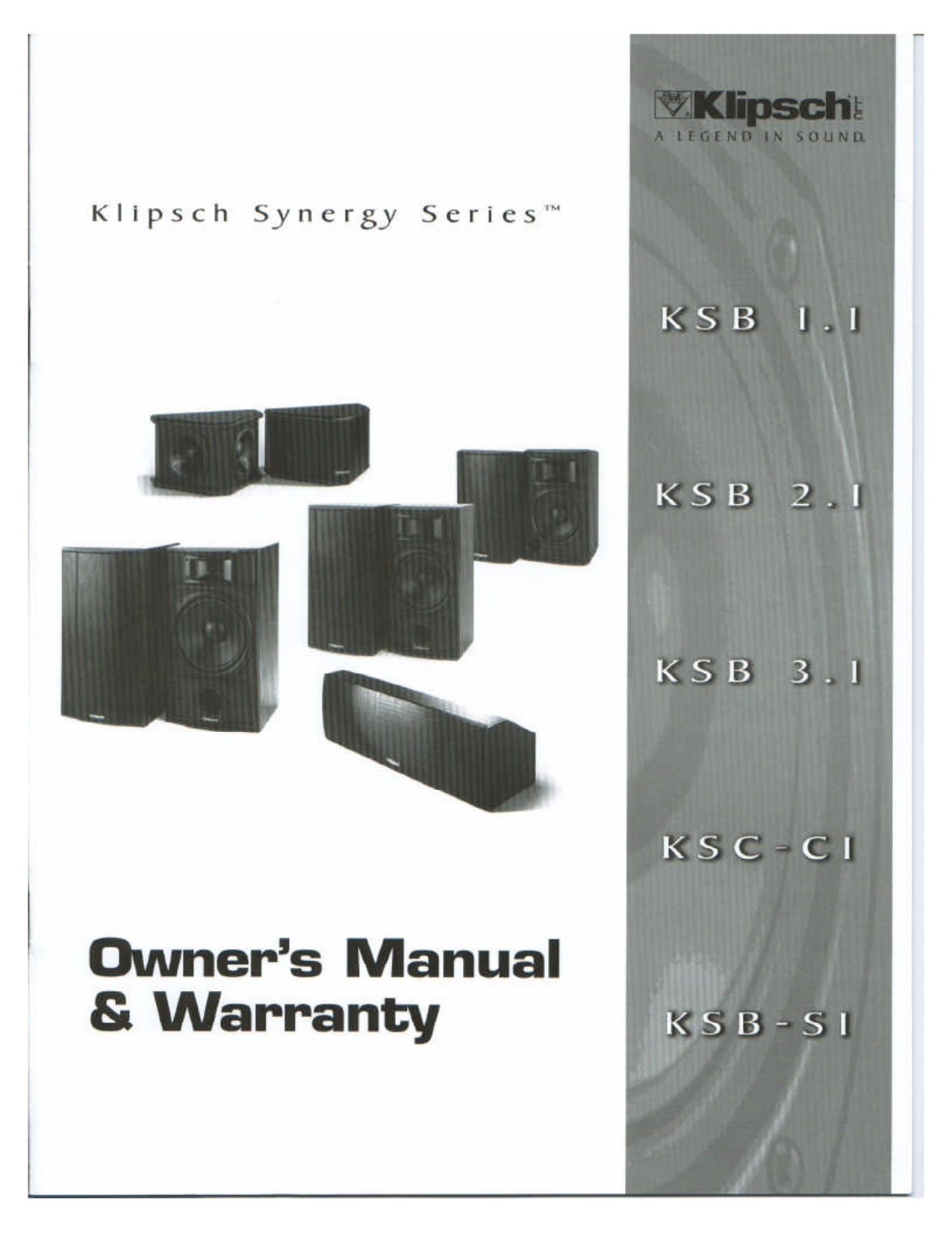 Download free pdf for Klipsch Synergy Series KSP400 Speaker manual