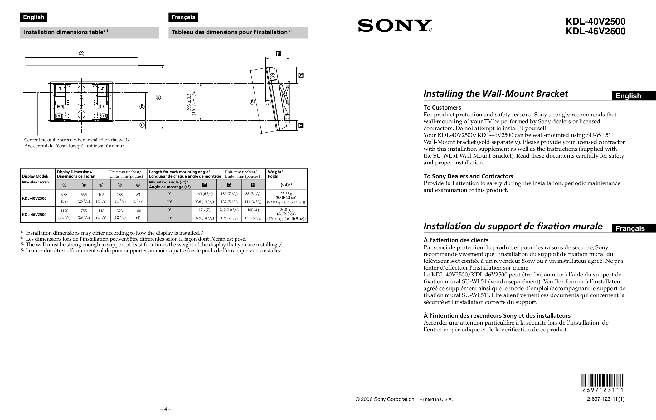 PDF manual for Sony TV BRAVIA KDL40V2500