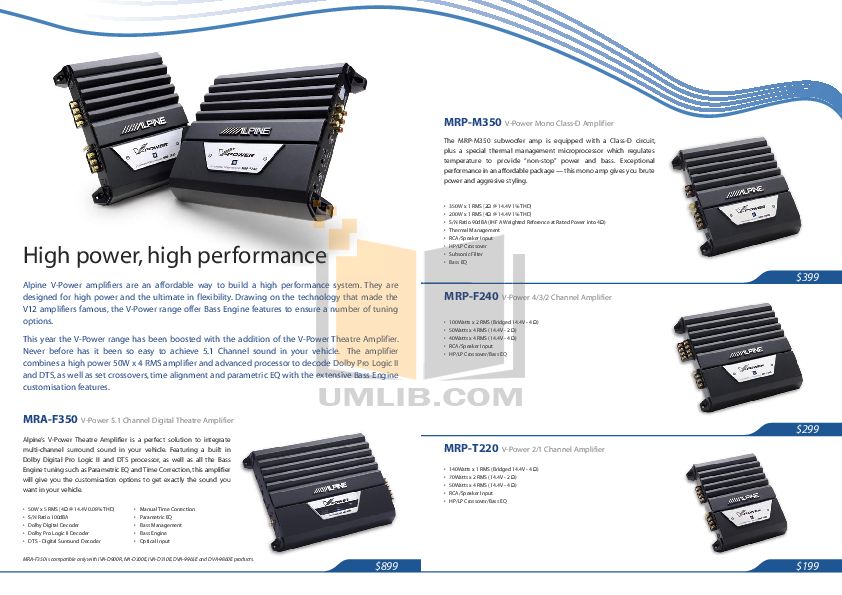 PDF manual for Alpine Car Amplifier MRDM1005