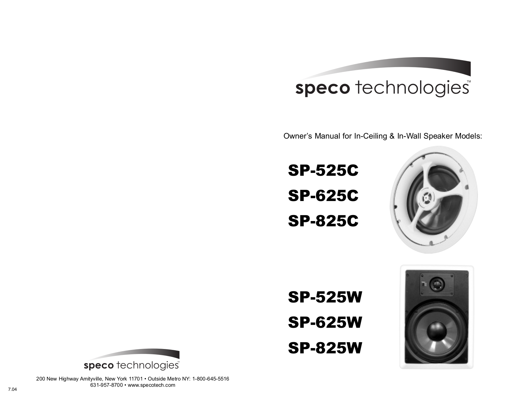 Download free pdf for Speco SP825W Speaker manual