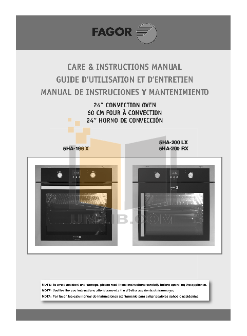 Download Free Pdf For Fagor 5HA-200 LX Oven Manual