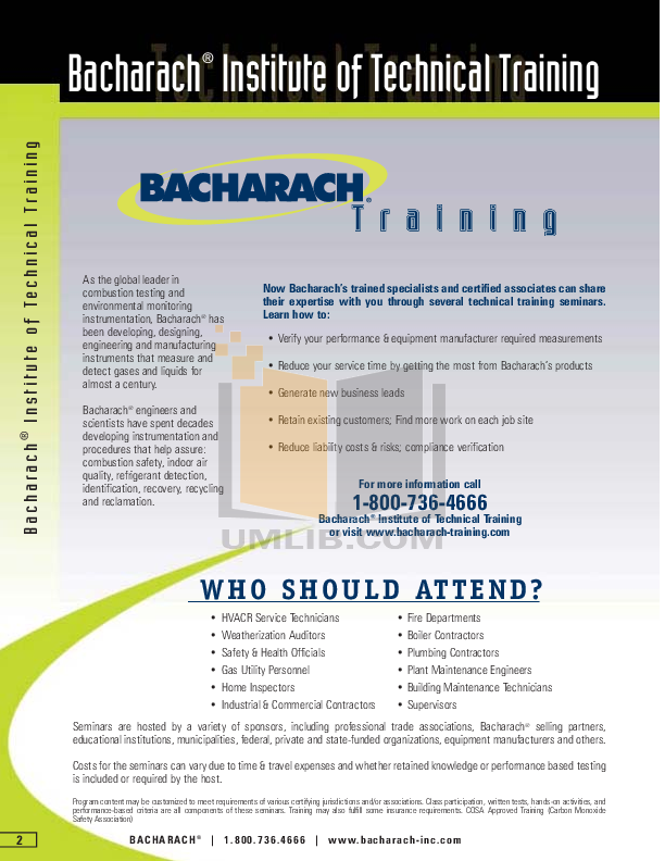 PDF manual for Bacharach Other HGM300 Gas Analyzers