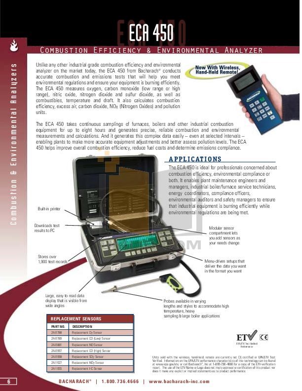 PDF manual for Bacharach Other HGM300 Gas Analyzers