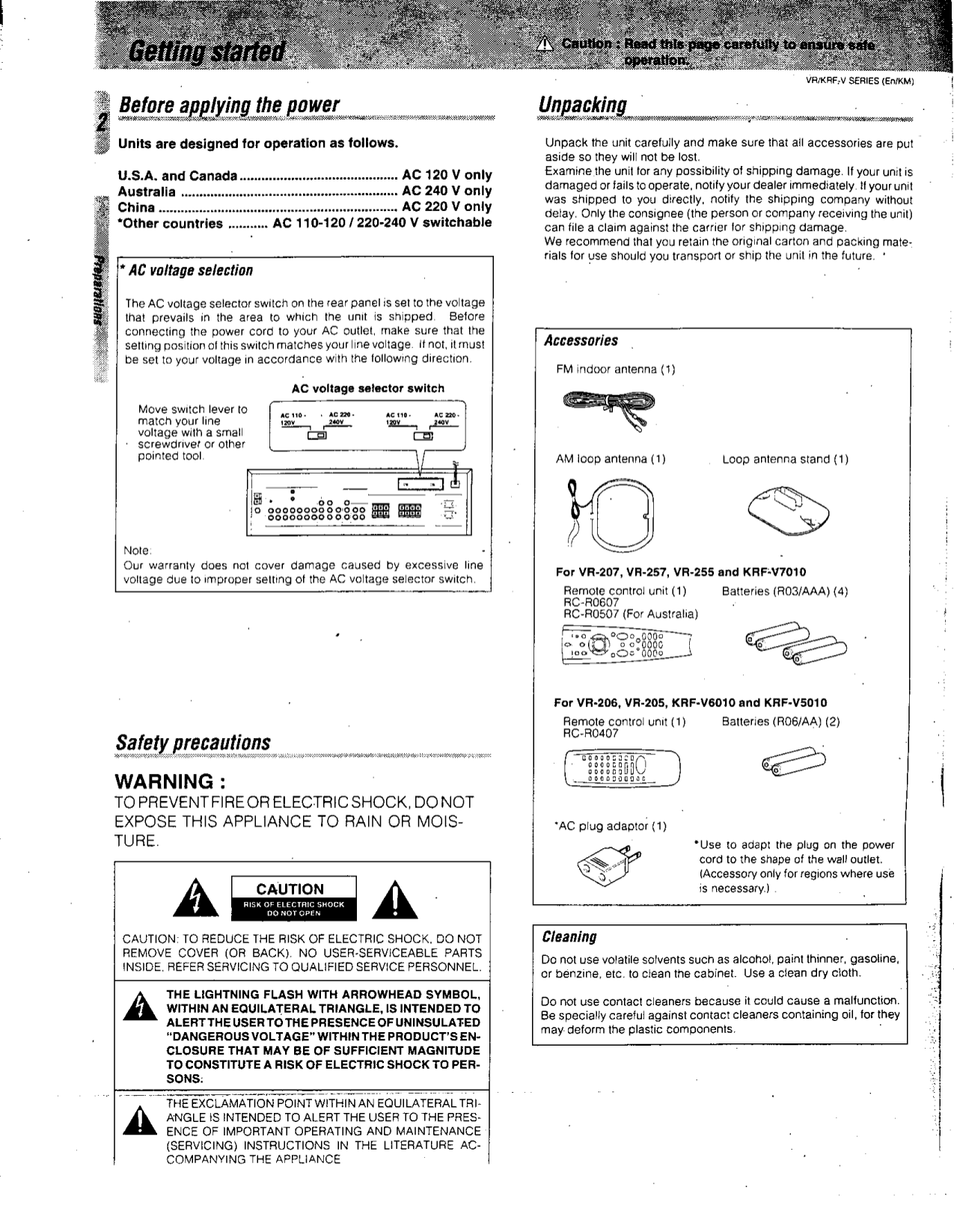 PDF manual for Kenwood Receiver VR206