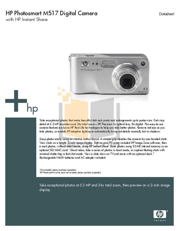 HP Digital Camera Photosmart M517xi pdf page preview