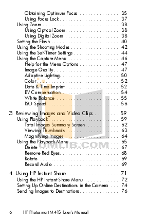 HP Digital Camera Photosmart M415v pdf page preview