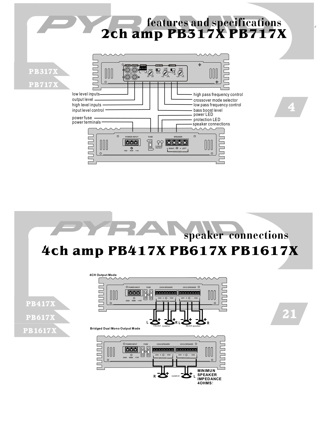 PDF manual for Pyramid Car Amplifier PB70