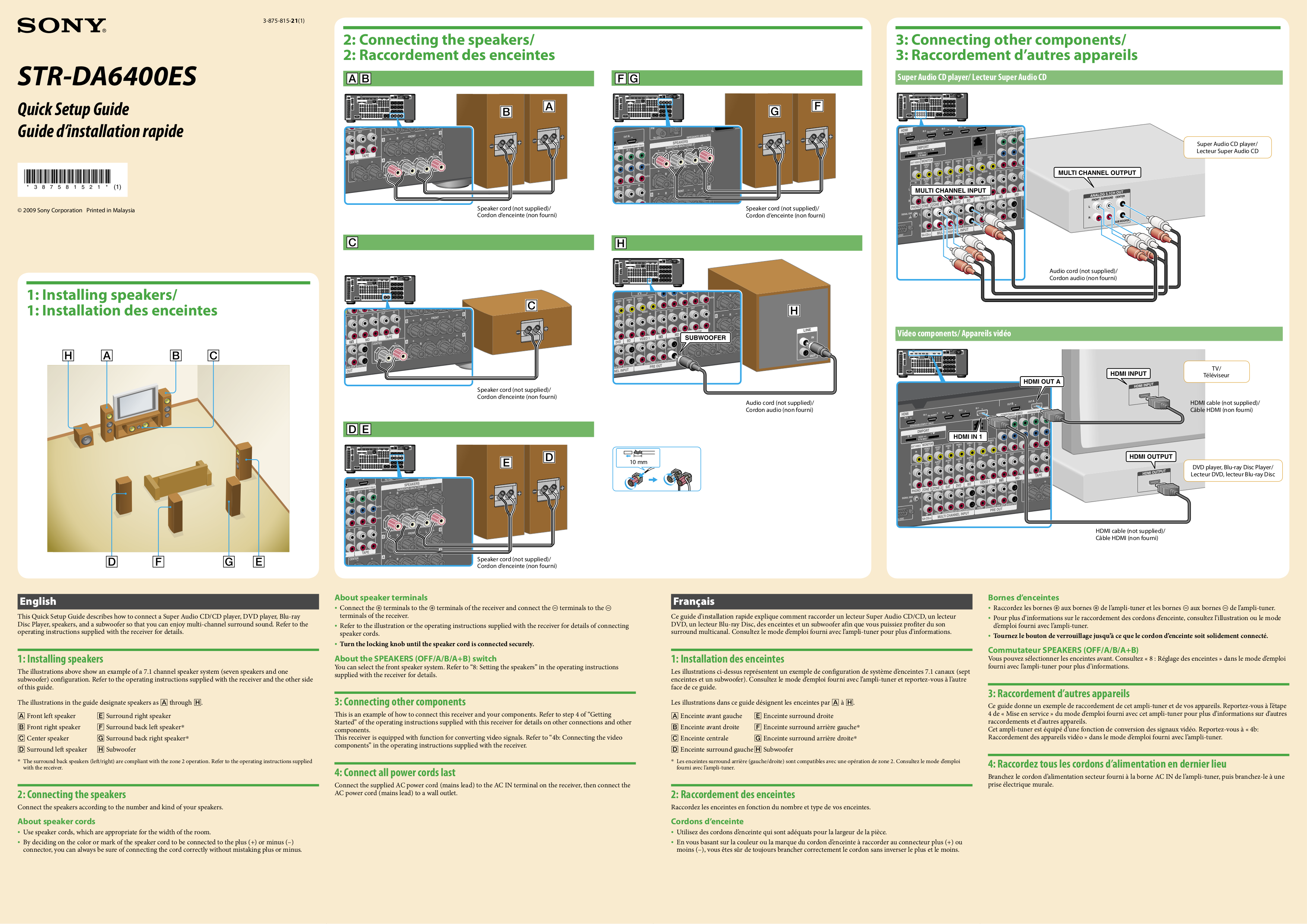 Download free pdf for Sony STR-DA6400ES Receiver manual