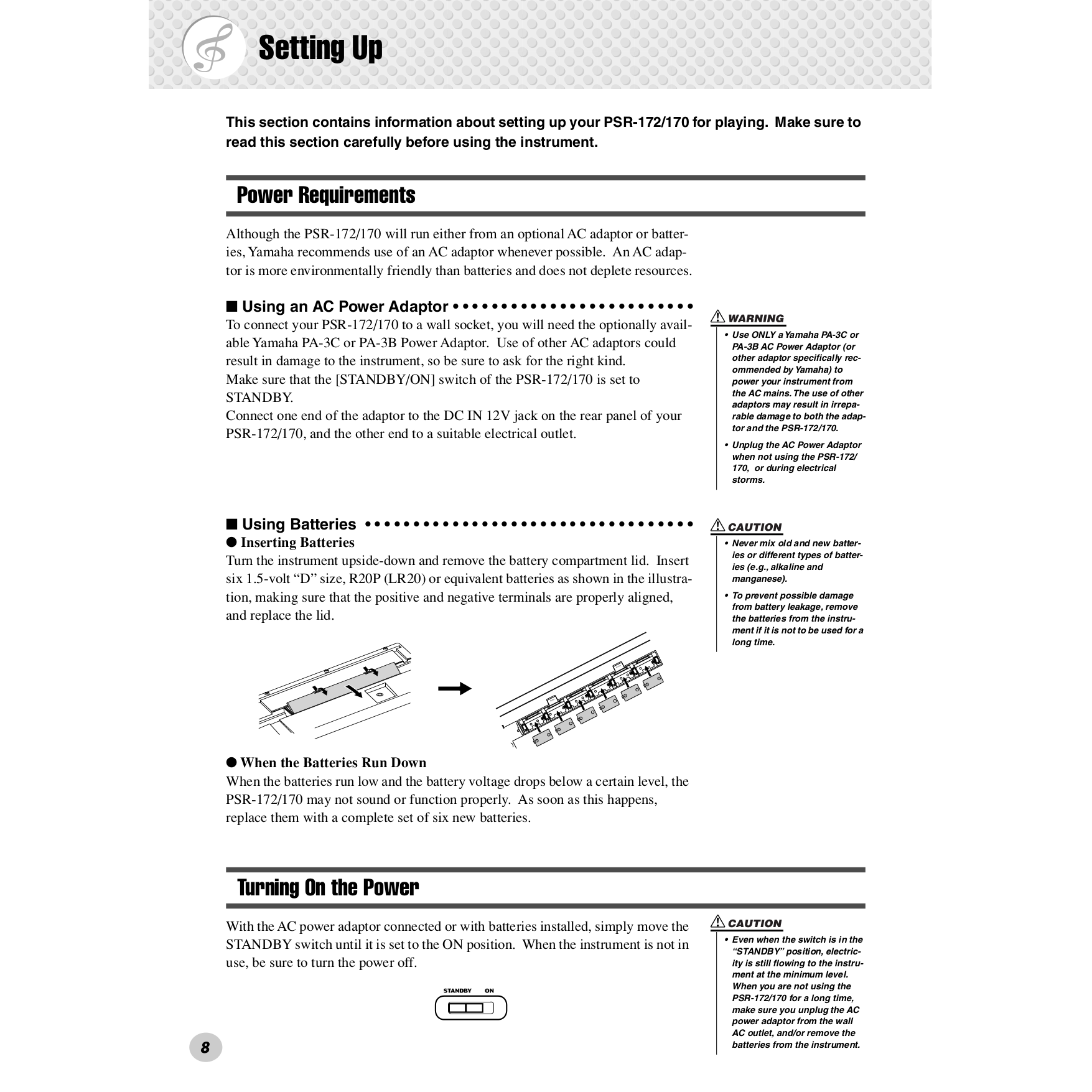 PDF manual for Yamaha Music Keyboard PSR-170