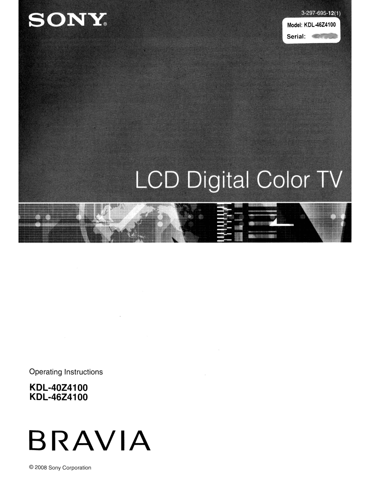 PDF manual for Sony TV BRAVIA KDL46Z4100