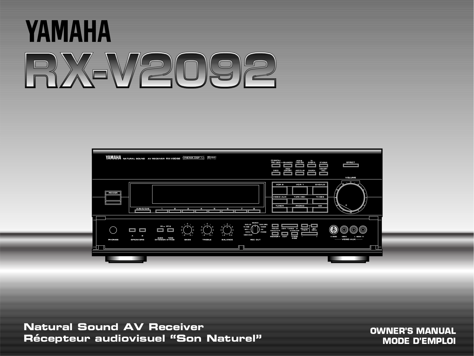 Download free pdf for Yamaha RXV2092 Receiver manual
