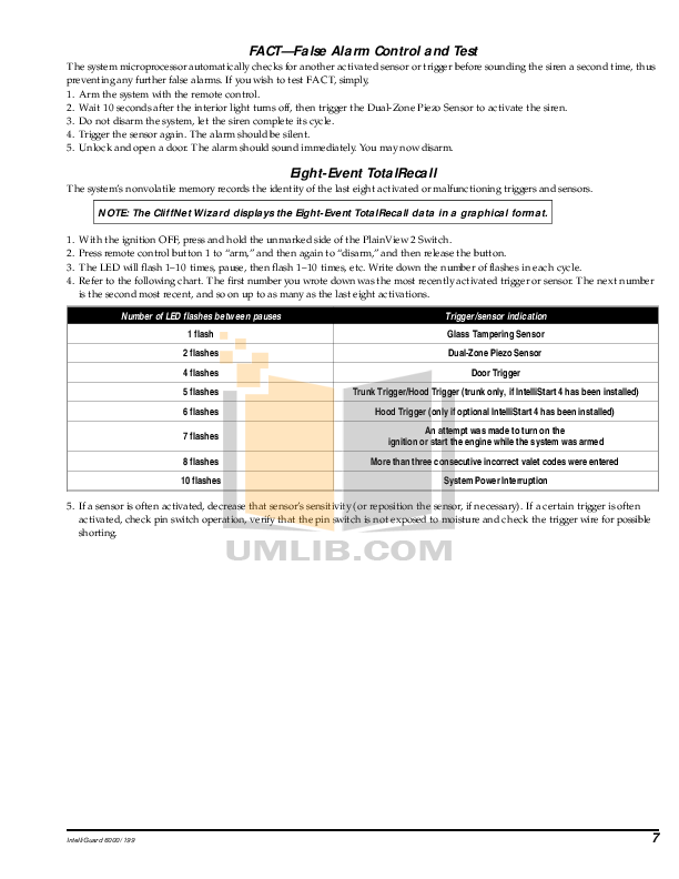 PDF manual for DEI Other Clifford IntelliGuard 6000 Car Alarms