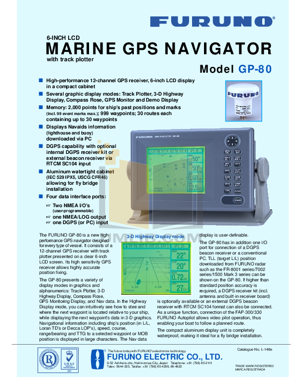 Download free pdf for Furuno GP80 GPS manual