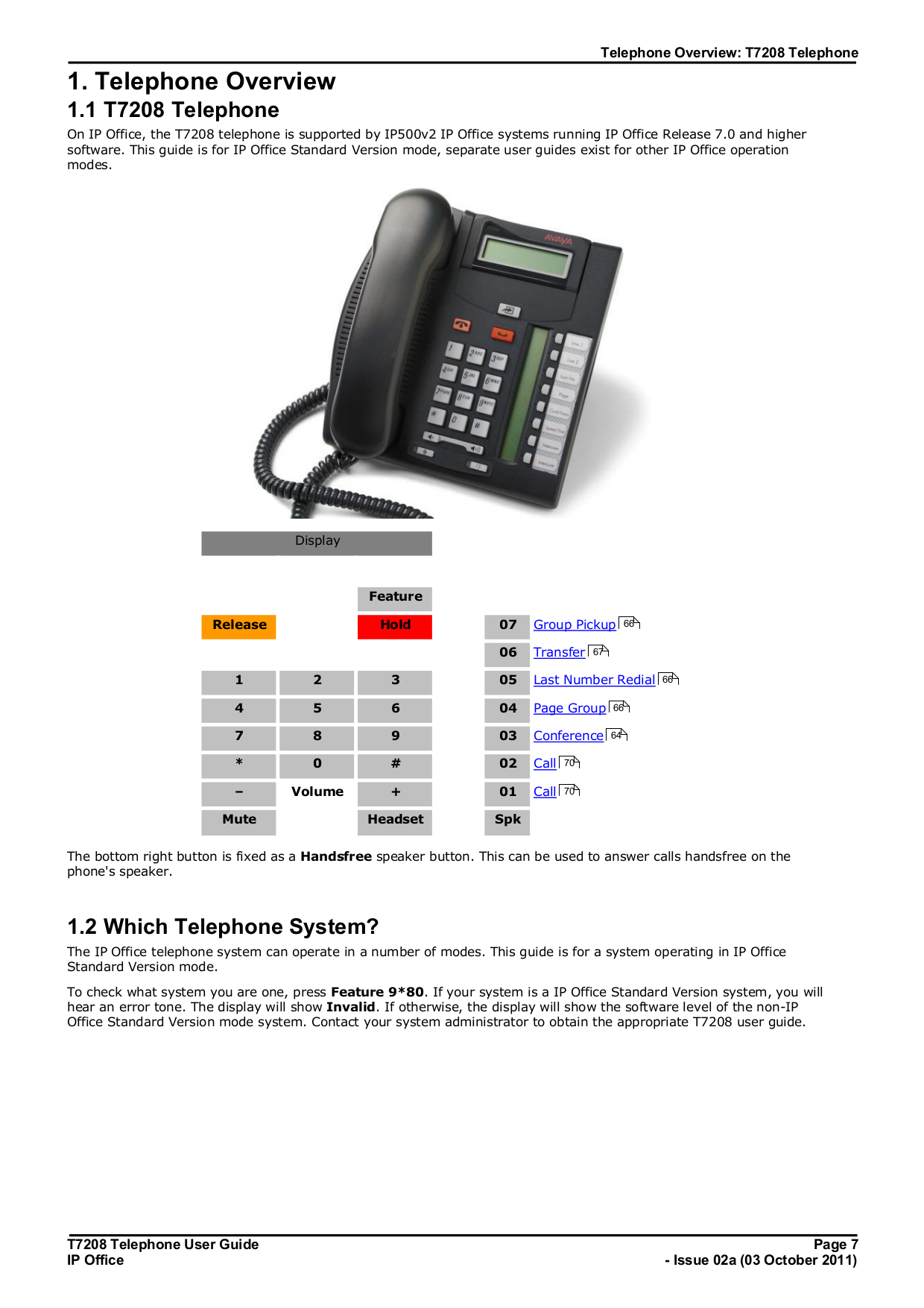 PDF manual for Nortel Telephone T7208