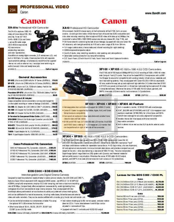 Download free pdf for Canon XF105 Camcorders manual