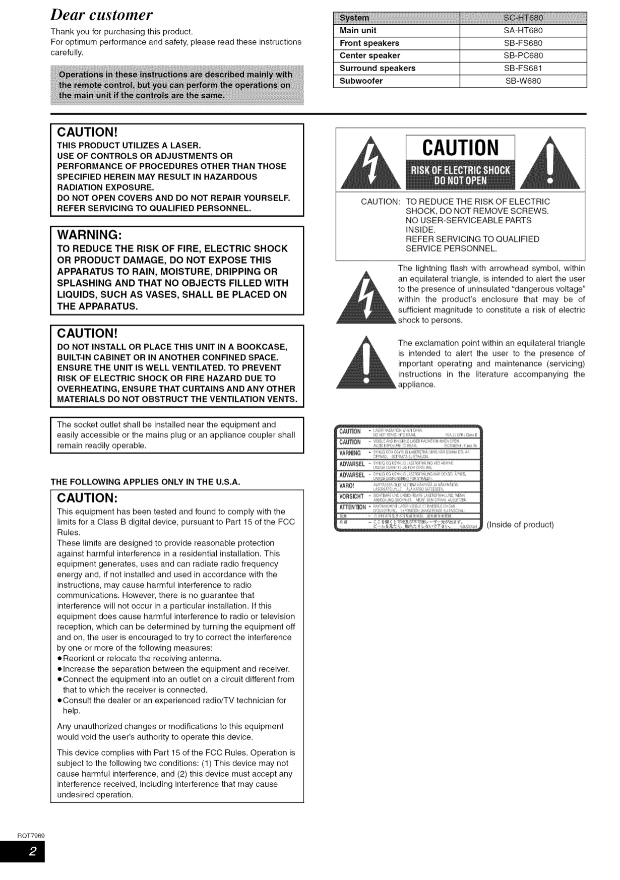 PDF manual for Panasonic Home Theater SCHT680