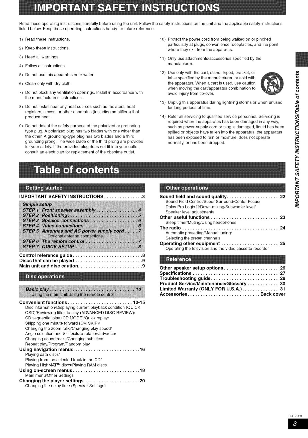 PDF manual for Panasonic Home Theater SCHT680
