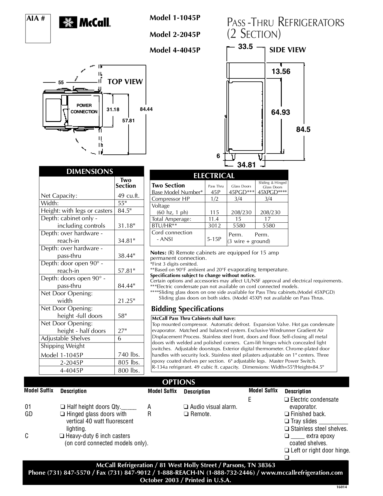 PDF manual for McCall Refrigerator 4-4045PGD