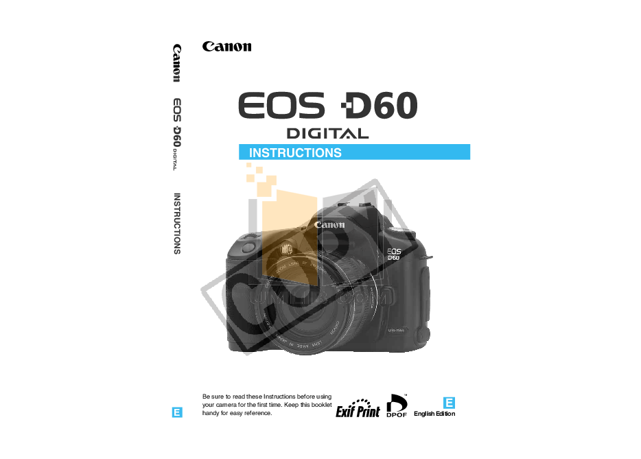 Download free pdf for Canon EOS D60 Digital Camera manual