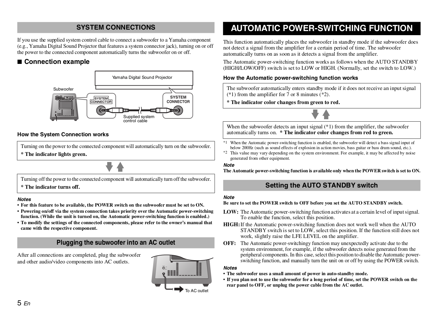 PDF manual for Yamaha Subwoofer YST-SW500