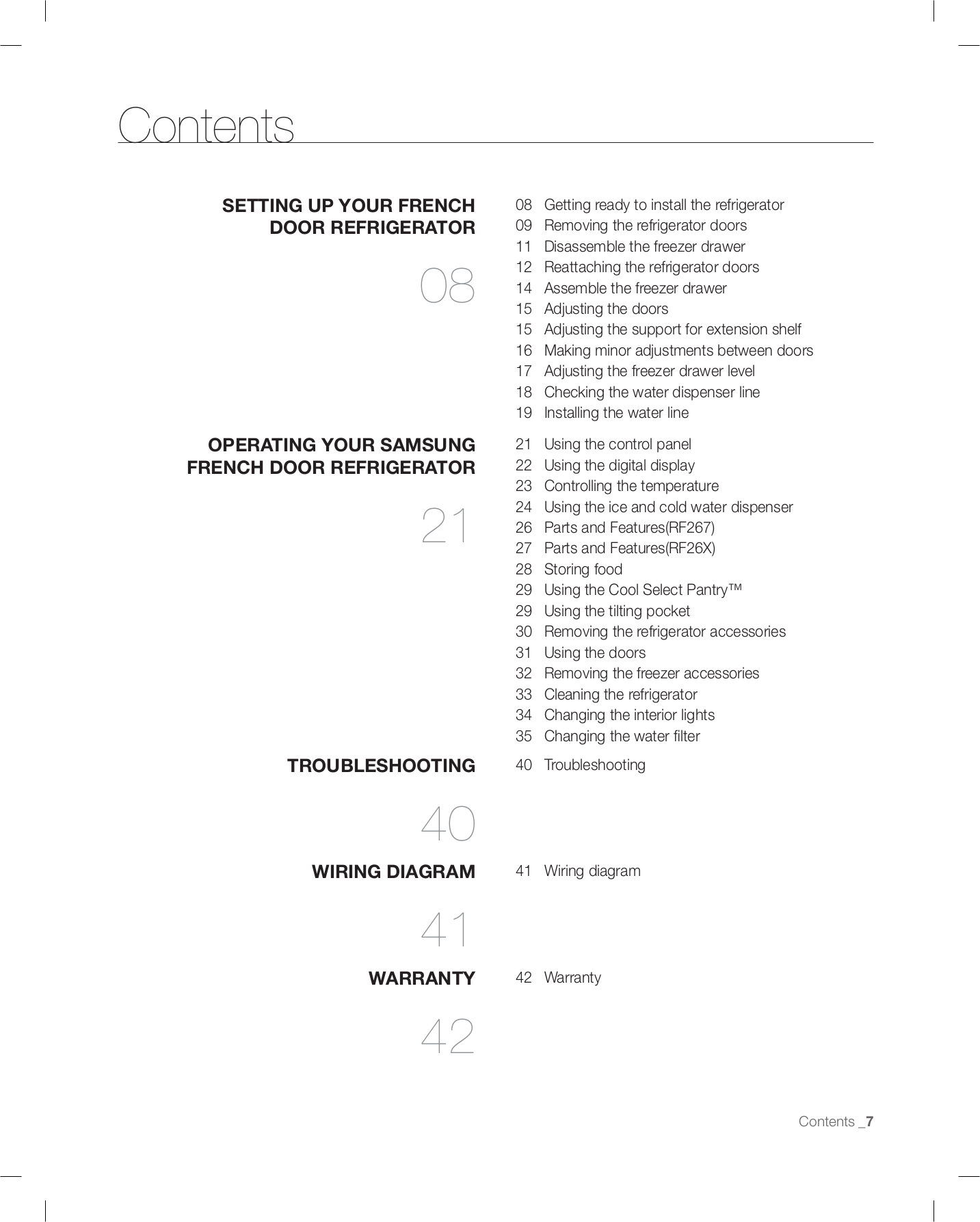 PDF manual for Samsung Refrigerator RF267AERS