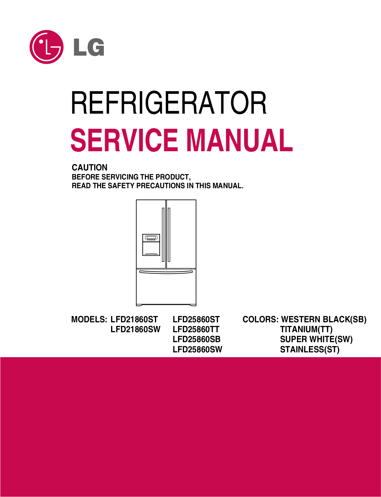 Download free pdf for LG LFD21860ST Refrigerator manual