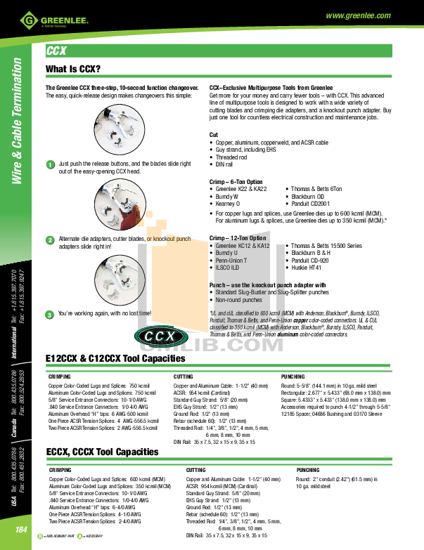 PDF manual for Greenlee Other Gator EK1240C Crimping Tools