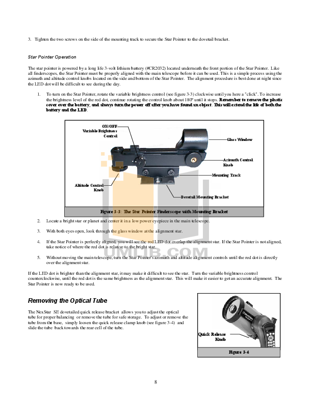 PDF manual for Celestron Telescope NexStar 8SE