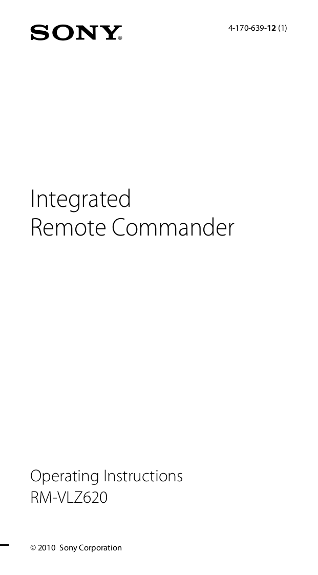 Download free pdf for Sony RM-V15 Remote Control manual