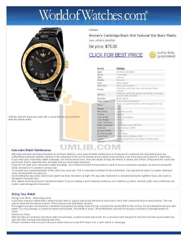 Download free pdf for Adidas ADH2504 Watch manual
