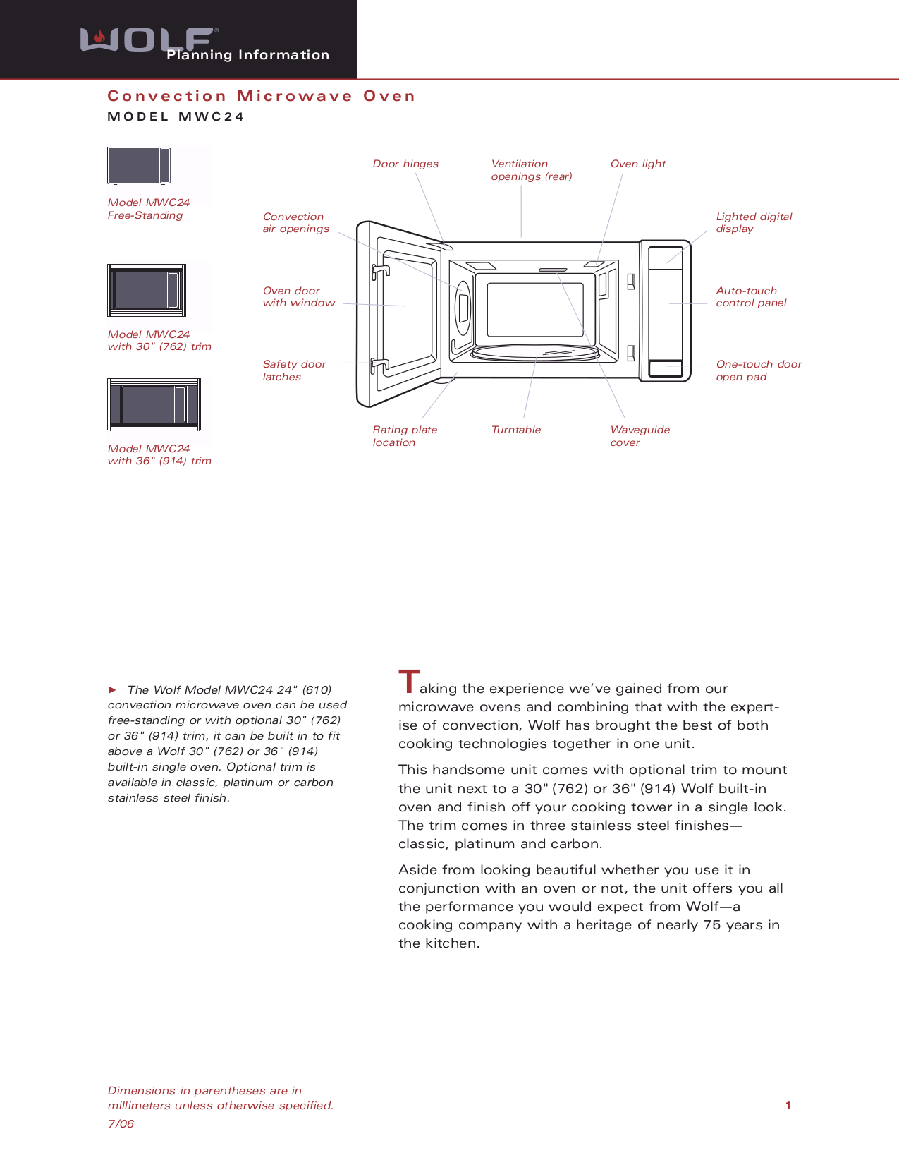 Download free pdf for Wolf MWC24 Oven manual