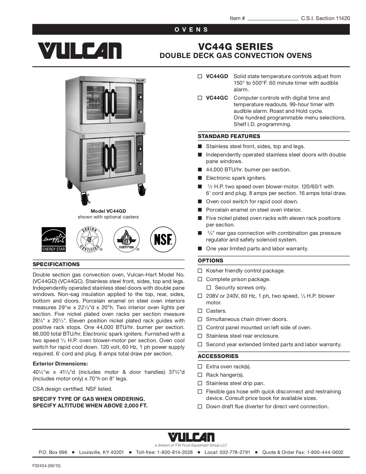 Download free pdf for Vulcan VC44GD Oven manual