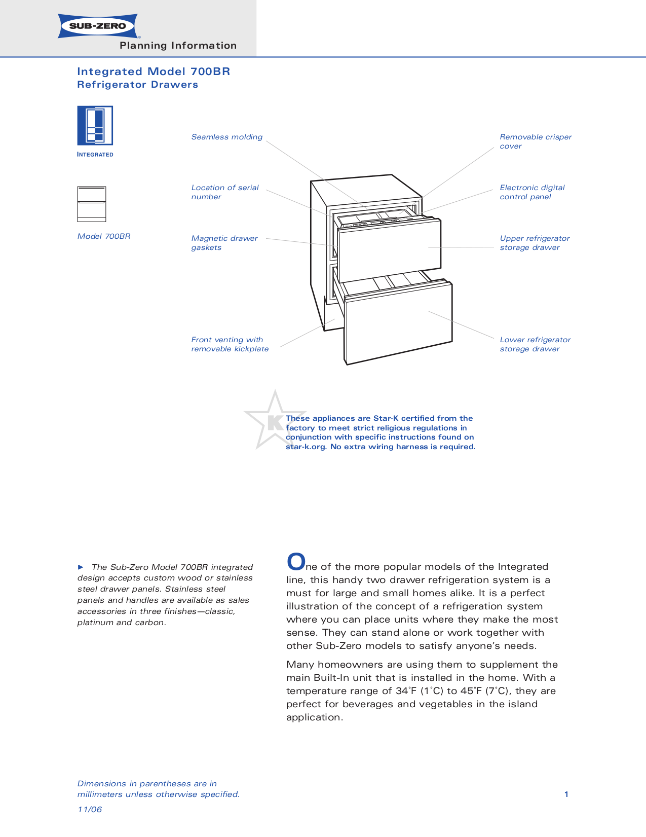 Download free pdf for Wolf Sub-Zero 700BR Refrigerator manual