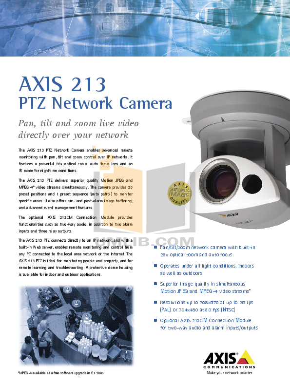 Download free pdf for Axis 213 PTZ Security Camera manual