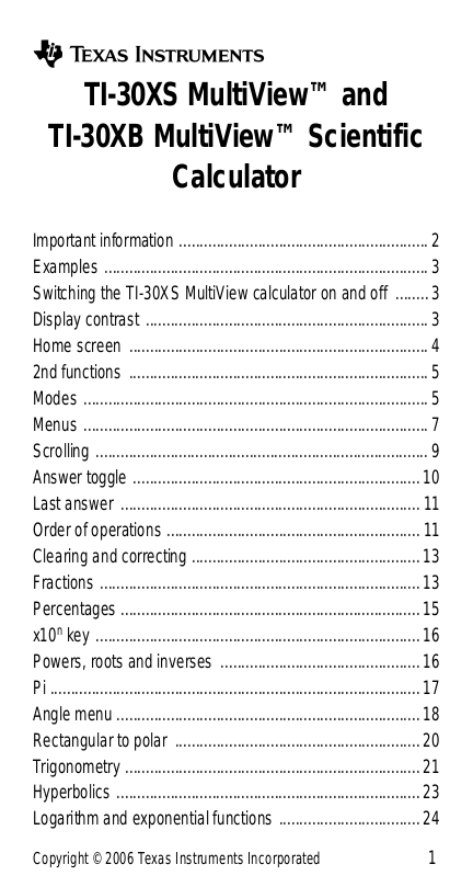 pdf for TI Calculator TI-30X IIS manual