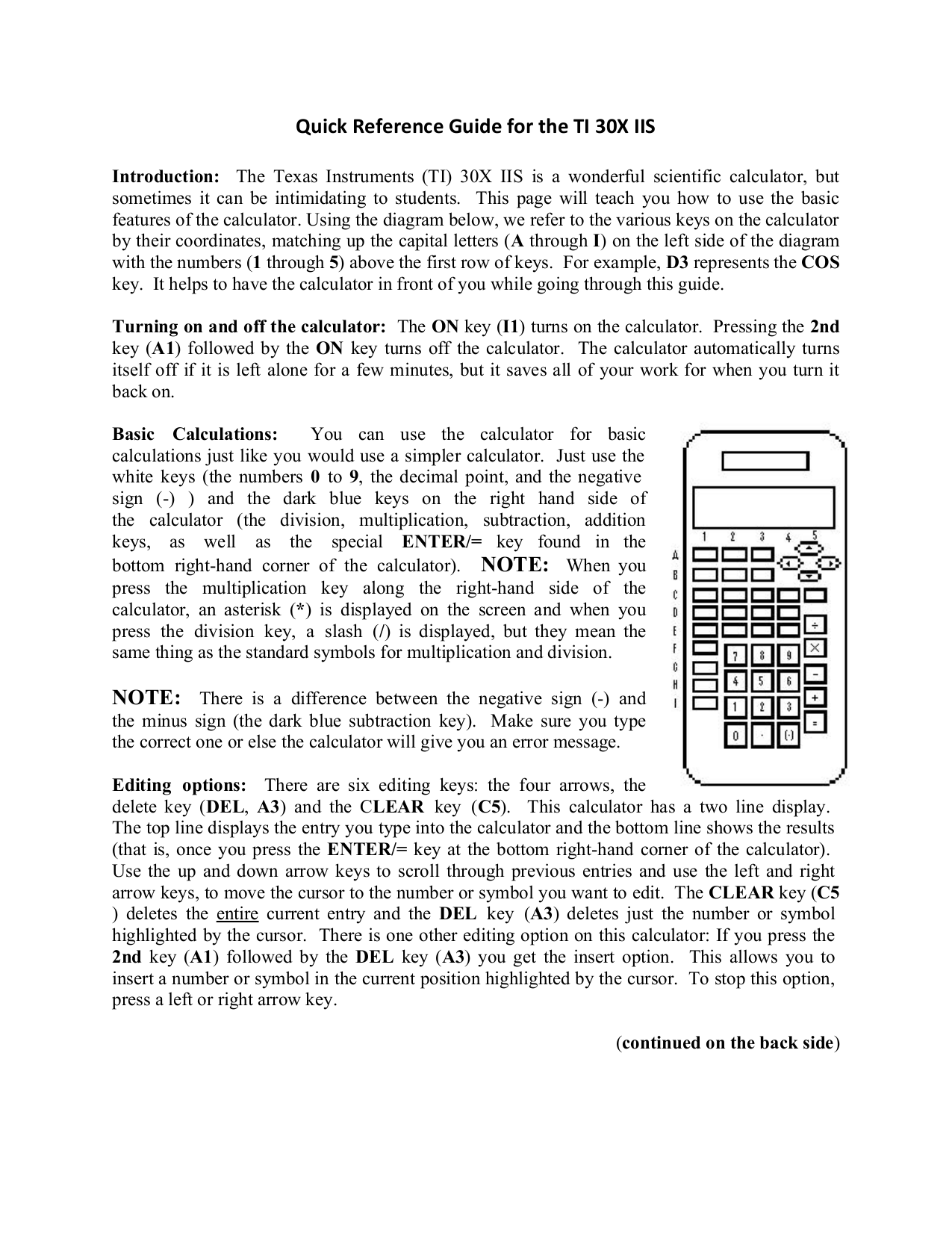 pdf for TI Calculator TI-30X IIS manual