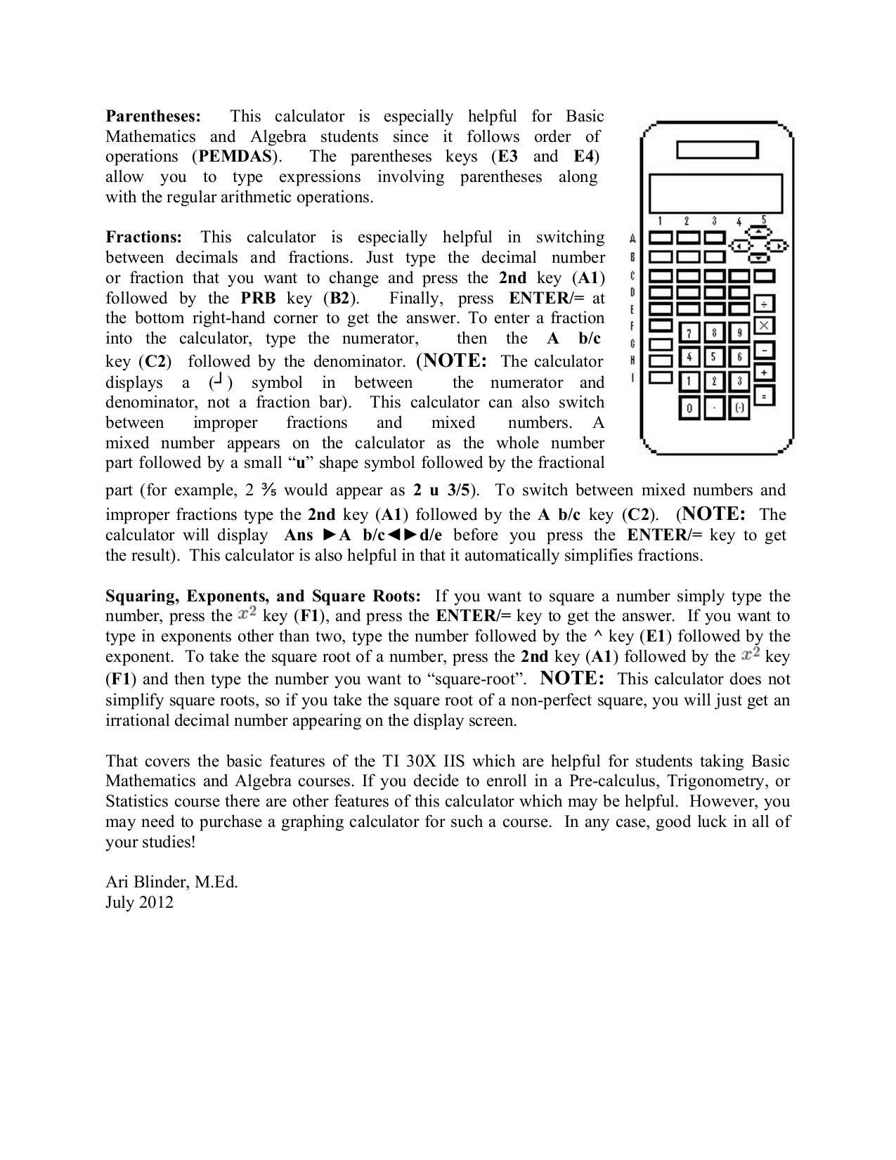 Ti 30xiis Calculators Manual