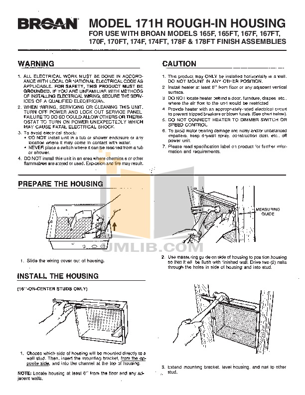 PDF manual for BroanNuTone Heater 174