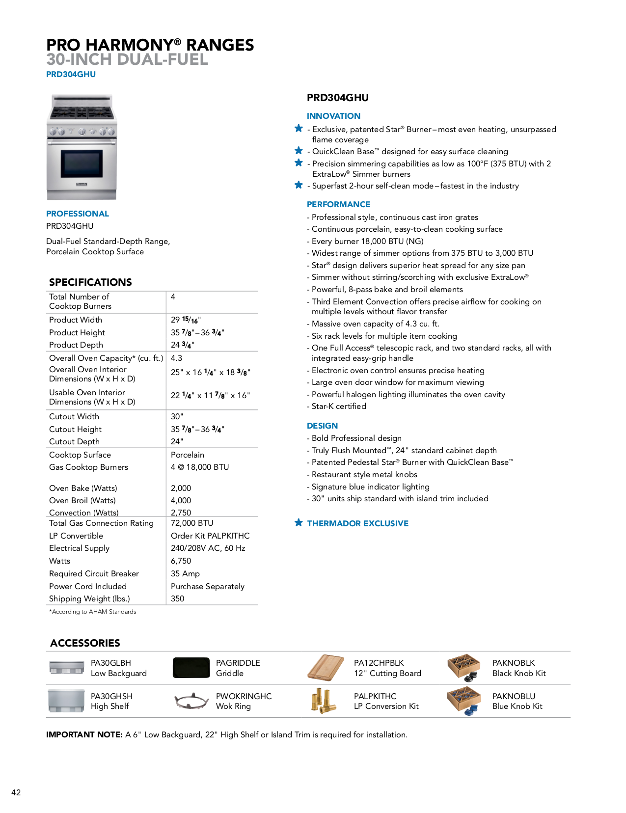 PDF manual for Thermador Range PRG486GDH