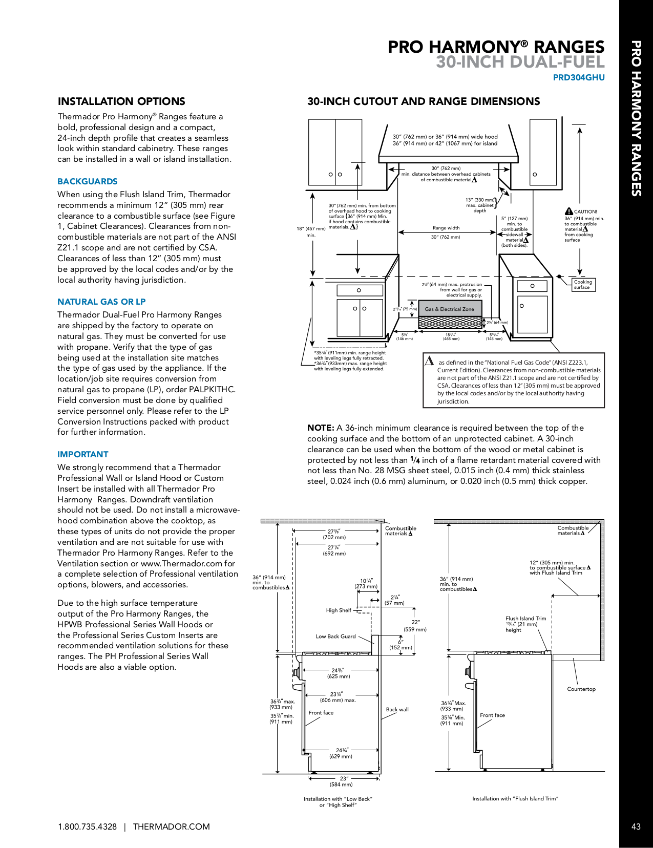 PDF manual for Thermador Range PRG486GDH