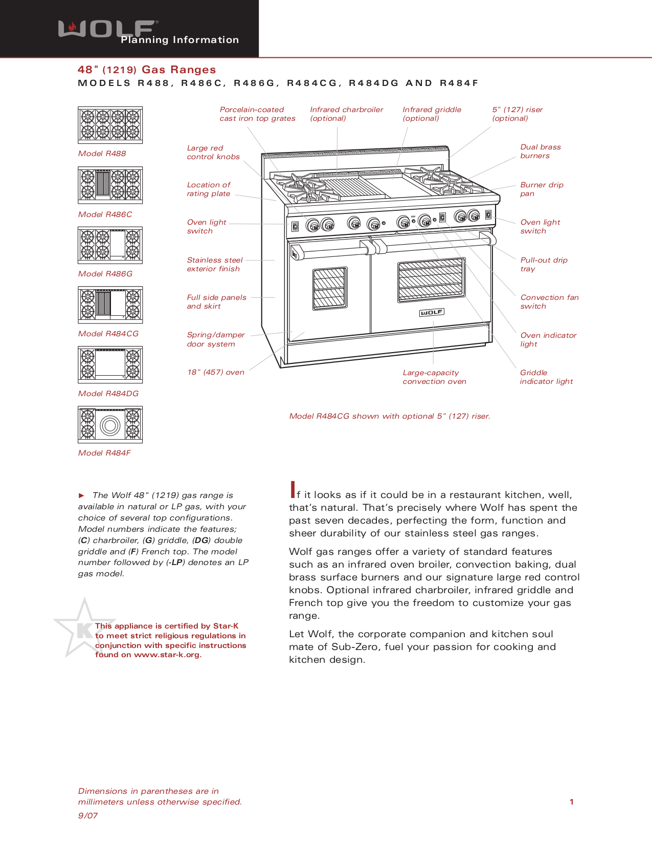 PDF manual for Wolf Range R484DG