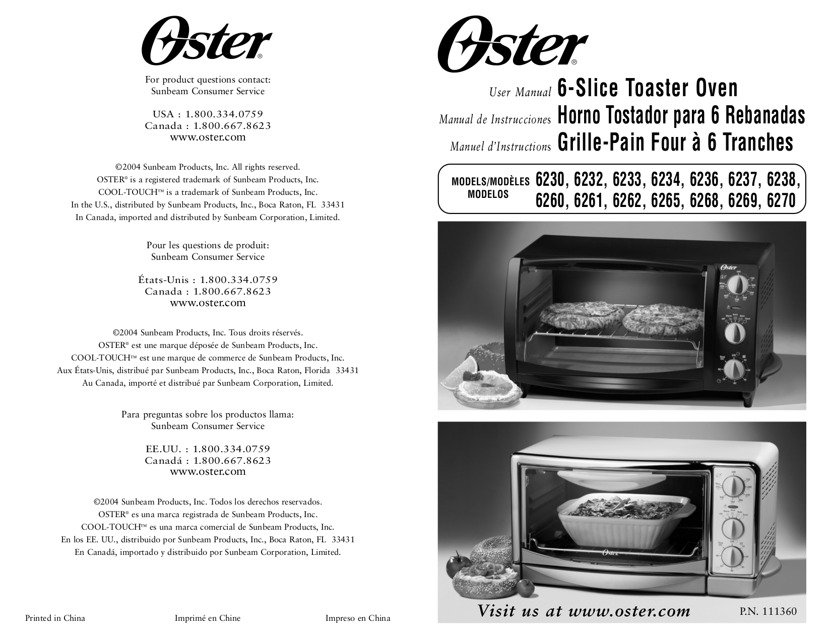 PDF manual for Oster Oven 6268