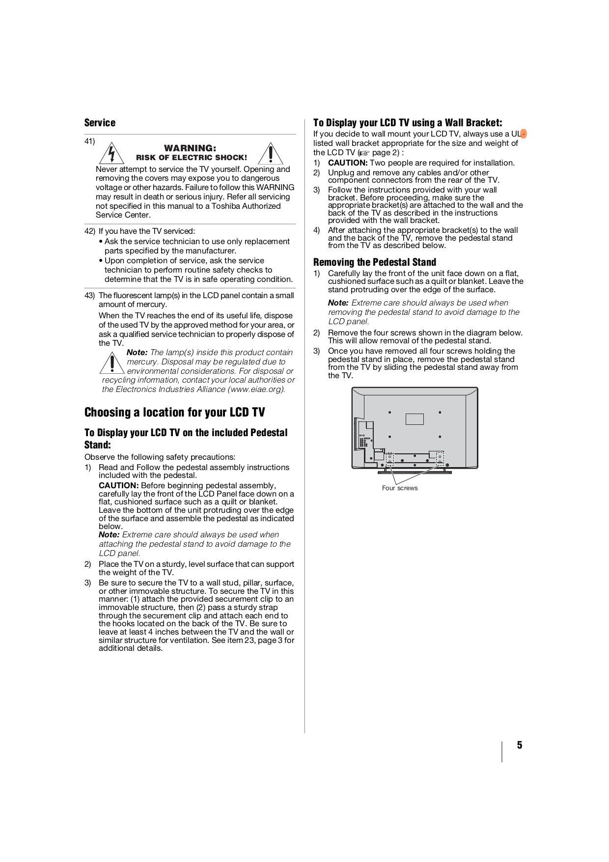 PDF manual for Toshiba TV Regza 40XV645U