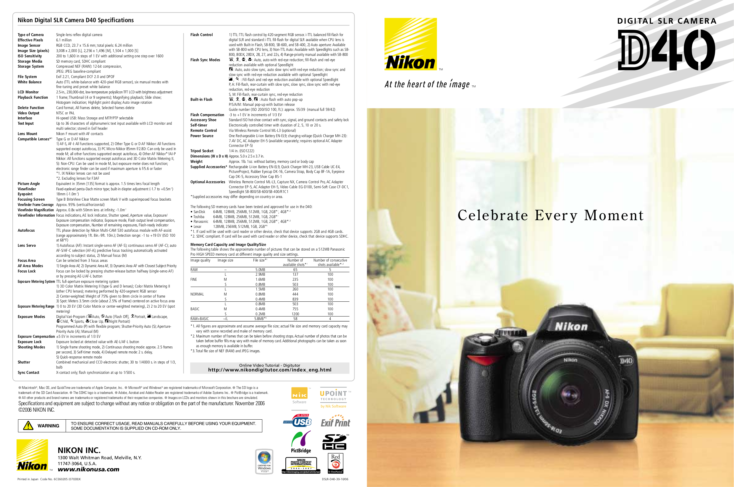 Download free pdf for Nikon D40x Digital Camera manual