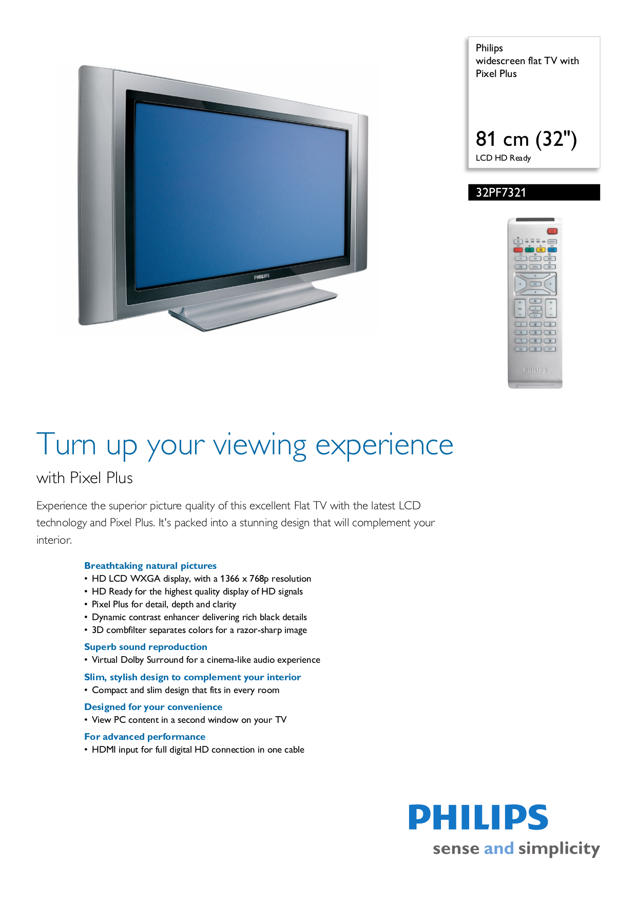 PDF manual for Philips TV 32PF7321