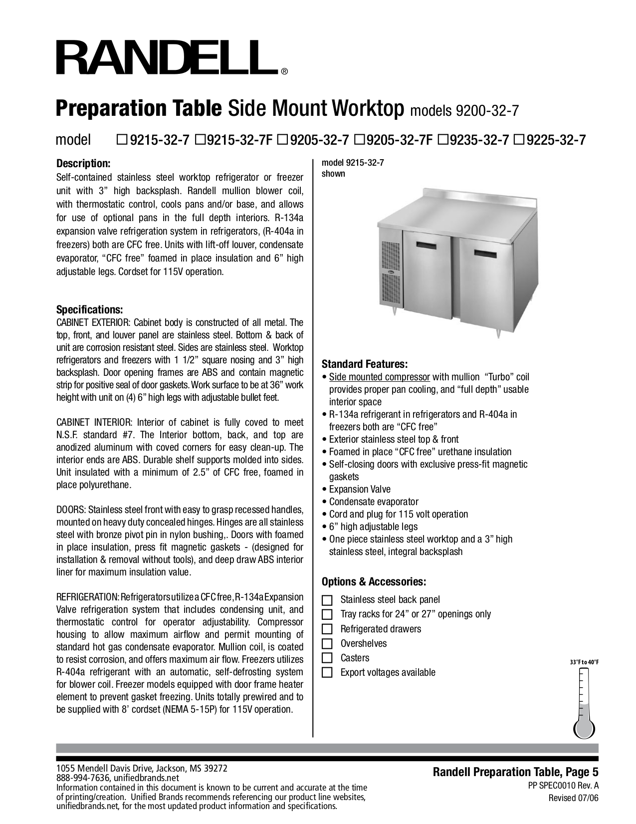 PDF manual for Randell Refrigerator 9215 327