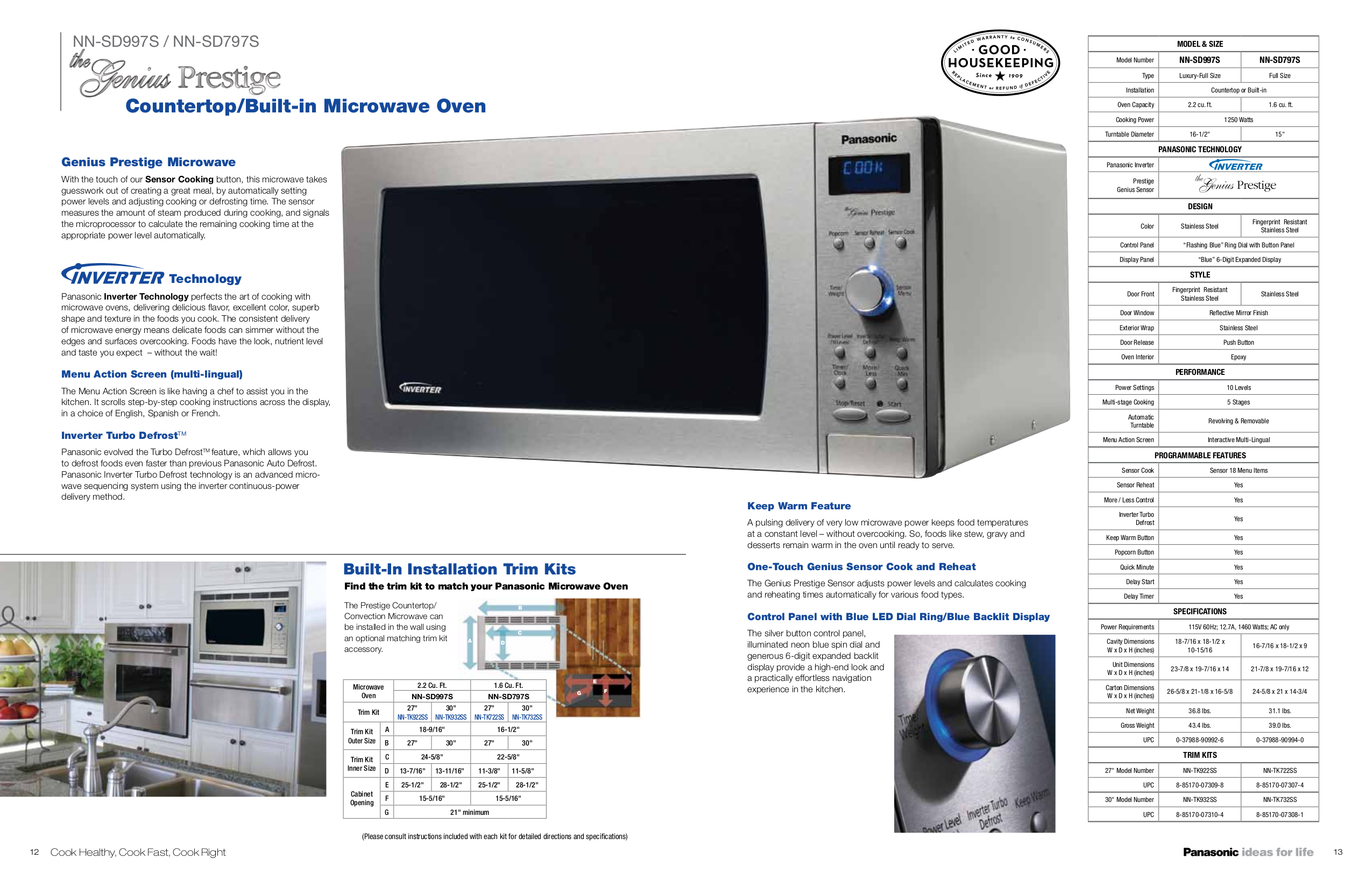 PDF manual for Panasonic Microwave NN-SD997S