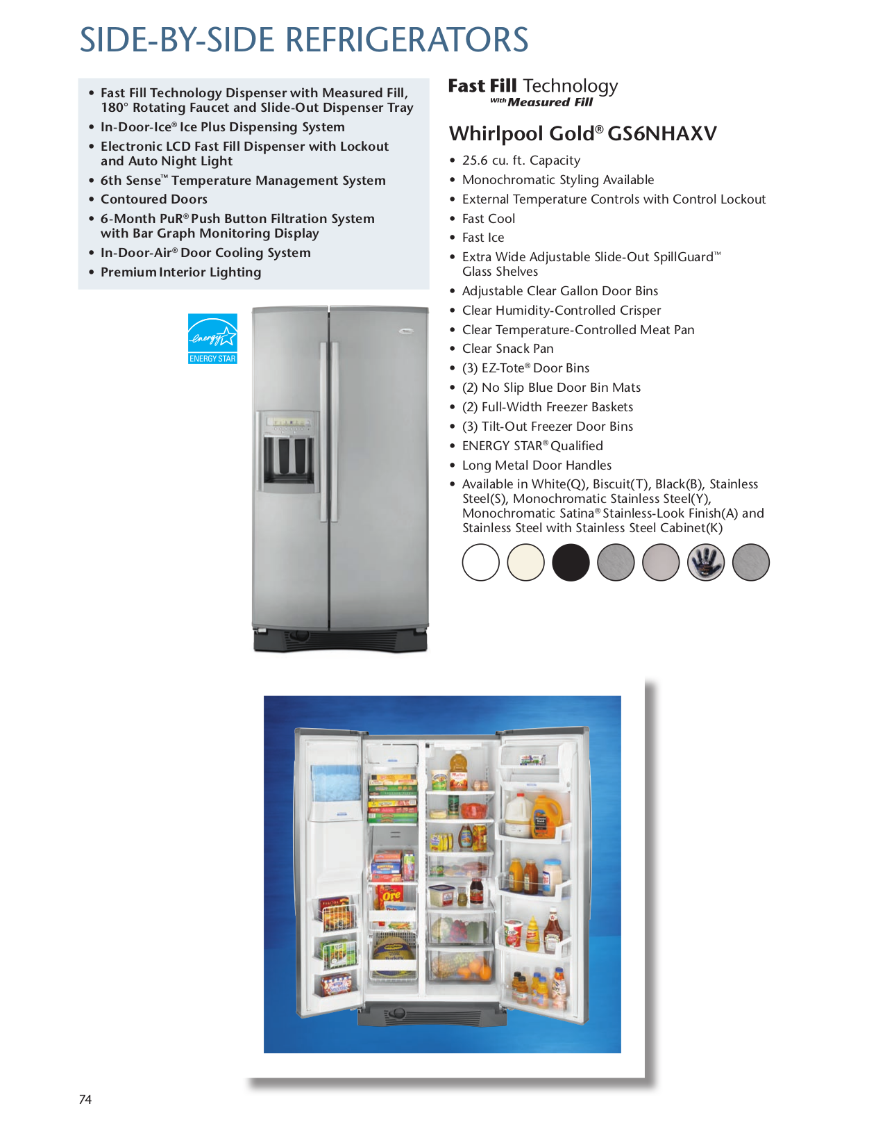 Download free pdf for Whirlpool Gold GS6NHAXVS Refrigerator manual