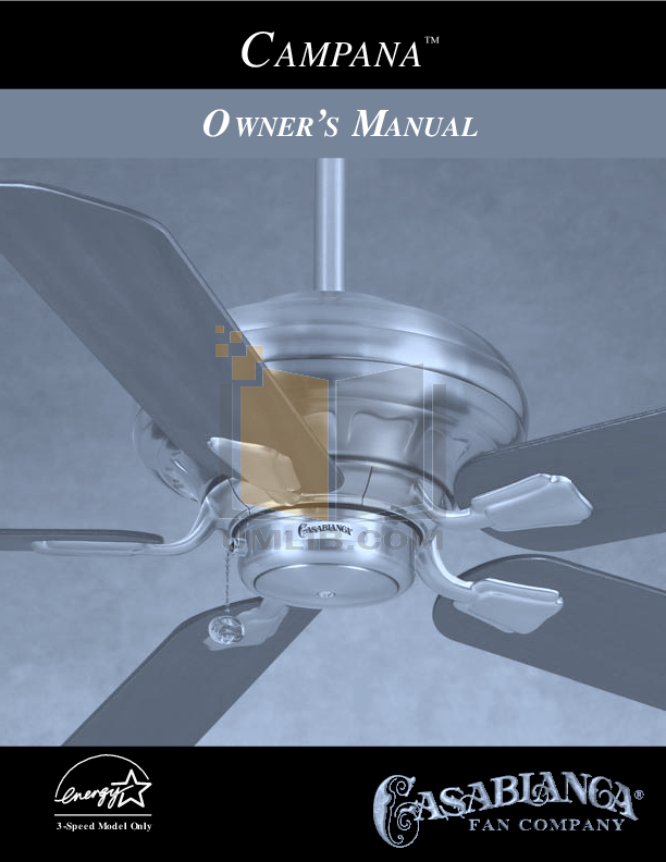 pdf for Casablanca Other Campana Ceiling Fans manual