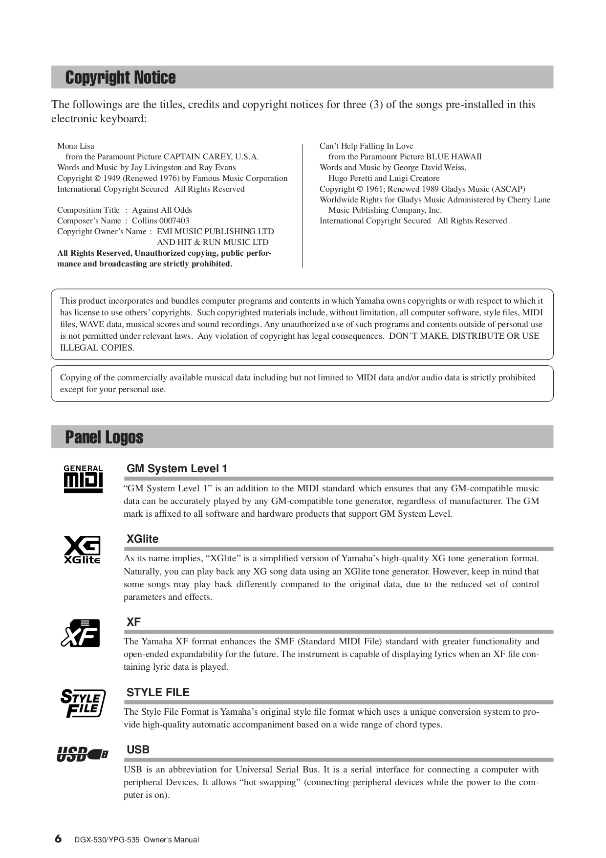 PDF manual for Yamaha Music Keyboard DGX-205